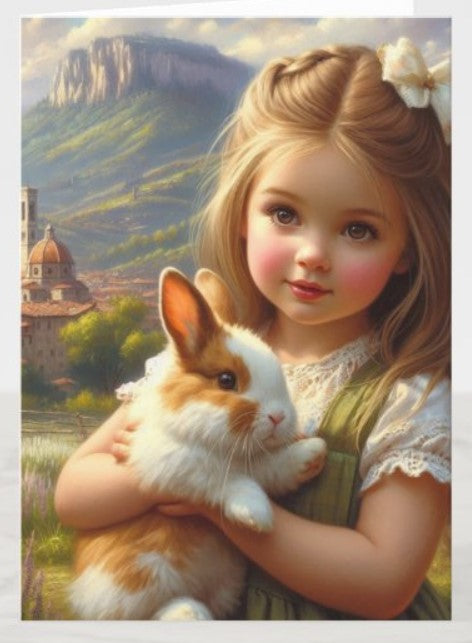 Girl with Bunny Greeting Card